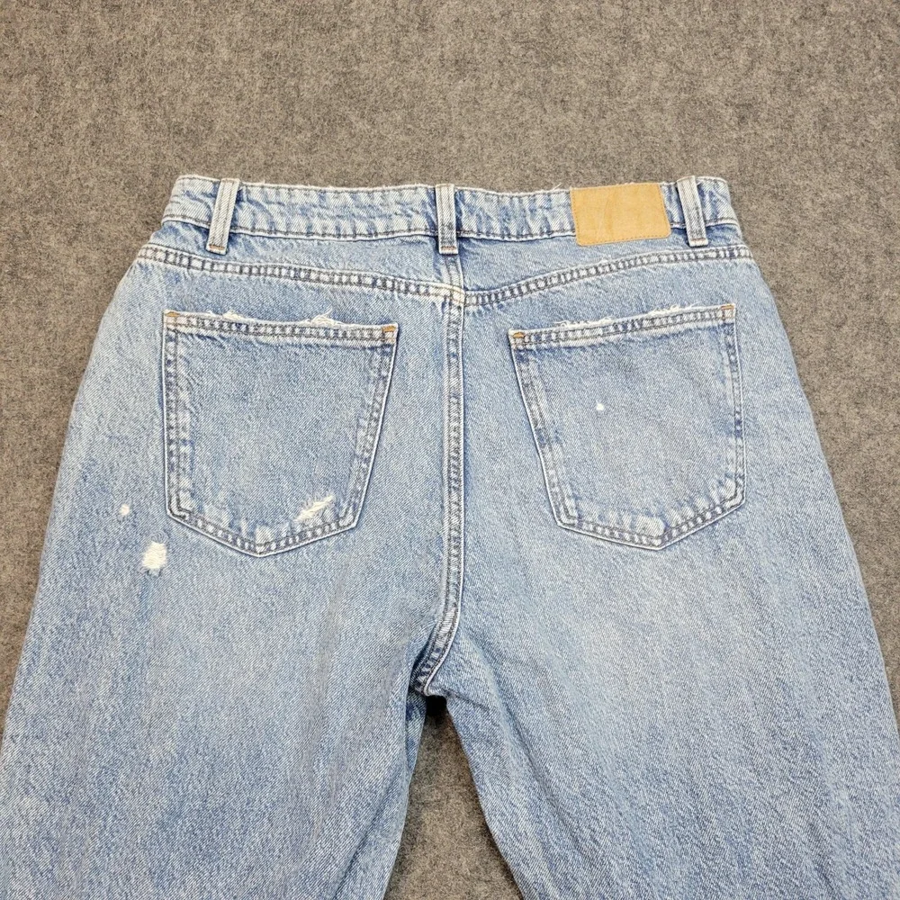 Cotton On Jeans Womens 8 Blue Denim Distressed Original Straight Leg Frayed Hem